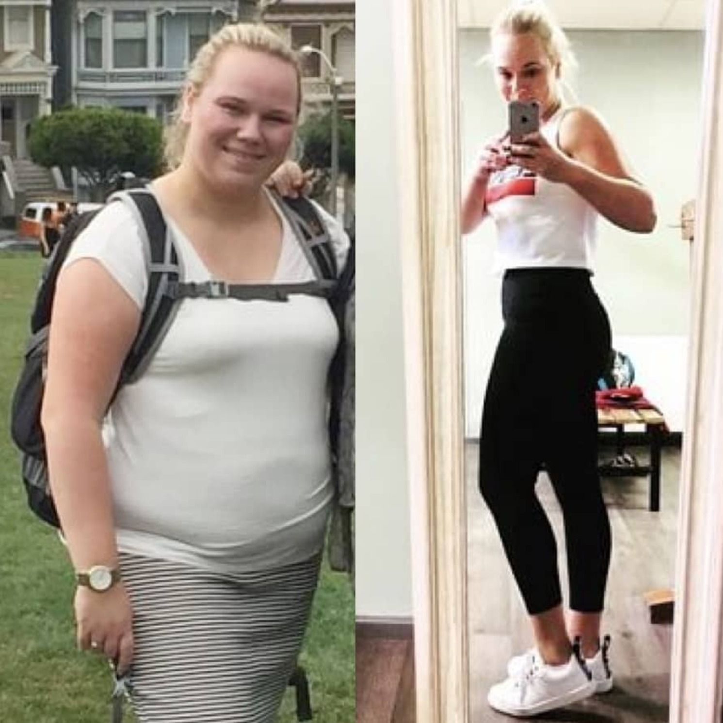 Before and after lifestyle transformation