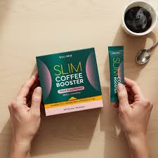 Wellaray Slim Coffee Booster sachet with morning coffee